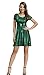 Women Halloween Skater A-Line Costume Scaled Mermaid Short Sleeve Dresses Green 2XL