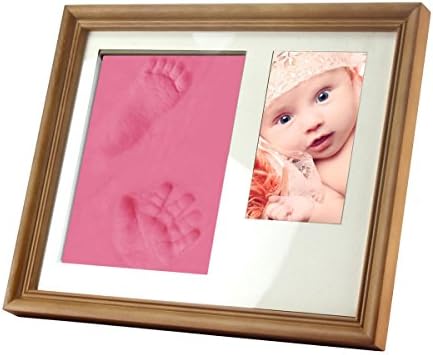 Gembaby Charming Baby Handprint &amp; Footprint Desktop Picture Frame Package, Non Toxic and Child Safe Clay, Unique Gift Idea and Keepsake (Brown)