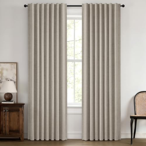 MIULEE Blackout Linen Curtains Pebble Taupe