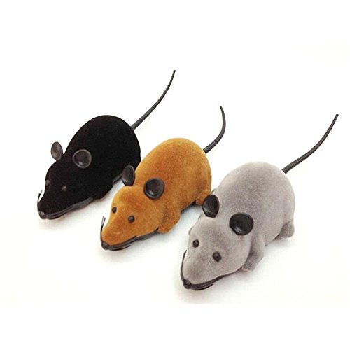 HuntGold 1X Mini Remote Control Mouse Toddler Fun Cat Dog Fun Toy Play Christmas Gift(black)