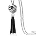 Simple Thin Chain Knot and Tassel Long Necklace Bar Y Lariat Drop Pendant for Women
