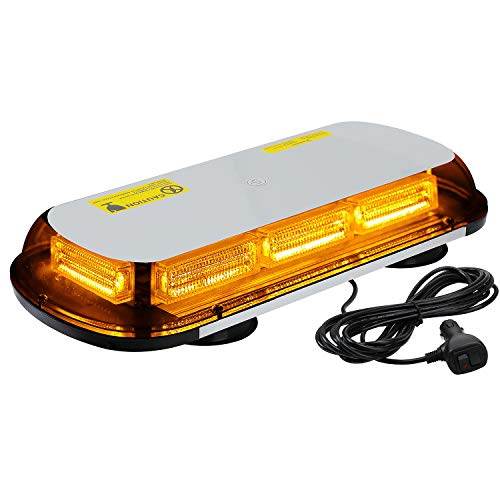 ASPL 64LED 17″ Roof Top Strobe Lights, High Visibility Emergency Safety Warning LED Mini Strobe Light bar with Magnetic Base for 12-24V Car, Trucks, Construction Vehicles (Amber)