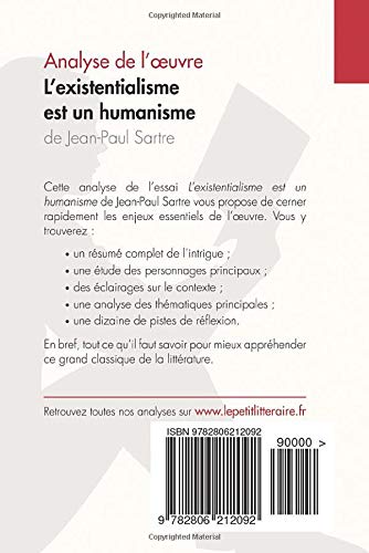L Existentialisme Est Un Humanisme De Jean Paul Sartre Analyse De L Oeuvre Comprendre La Litterature Avec Lepetitlitteraire Fr Amazon Fr Guillaume Vincent Livres