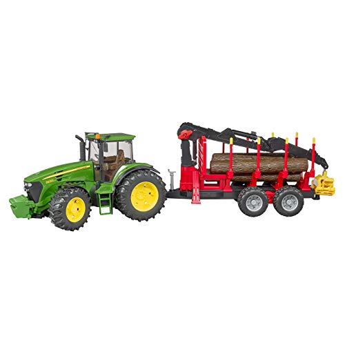 bruder 03054 - John Deere 7930 mit Rückeanhänger & 4 Baumstämmen - 1:16 Bauernhof Landwirtschaft Forstwirtschaft Waldarbeit Traktor Trecker Schlepper Bulldog Holztransporter Spielzeug Fahrzeug – Bild 3