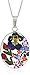 Amazon Collection Sterling Silver Pressed Flower Oval Pendant Necklace, 18