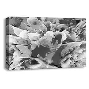 Canvas Wall Art Abstract Black and White Painting Artwork for Home Prints Framed - 12x18 inches