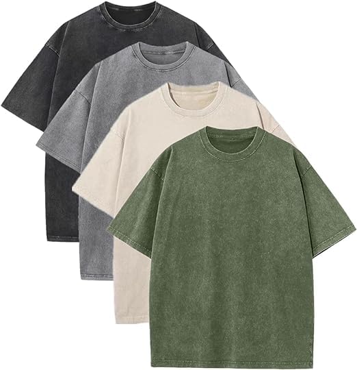 Oversized T-Shirt Für Herren Heavy Baumwolle Regular Fit Basic Männer T-Shirt Set Casual Sommer Tops