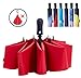 Fidus Inverted Reverse Sun&Rain Car Umbrella Large Windproof Travel UV Umbrella for Women Men - Auto Open Close(WineRed)