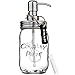 Liquid Soap Dispenser for Kitchen & Bathroom- Vintage Glass Mason Jar Stainless Steel Pump Lid Chalkboard Tag Best for Lotion Essential Oils Drink Beverage Alcohol Condiment Sanitizer (Satin New 2017)