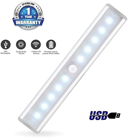 Cabinet Light Bar, 10 LED Closet Light Sensor Kitchen Night Light Warm White Wireless Closet Light for Wardrobe Bookshelf Wine Cabinet