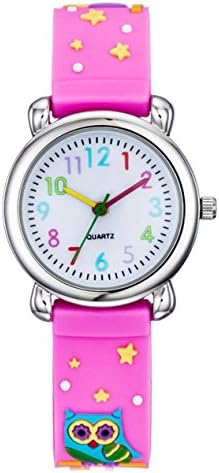 Vanyar Kids Owl Time Teacher Quartz Wrist Watch Rubble Band Pink