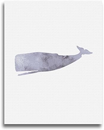 Jetty Home Nautical Whale Canvas Print with Beach Decor & Nursery Wall Art, 8" x 10", Gray