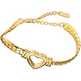 Solza Gold Bracelet for Women – Stainless Steel Heart Link Chain Jewelry, Adjustable Non-Tarnish Gold-Plated Bracelet, Stylish Stackable Bracelet for Everyday & Special Occasions
