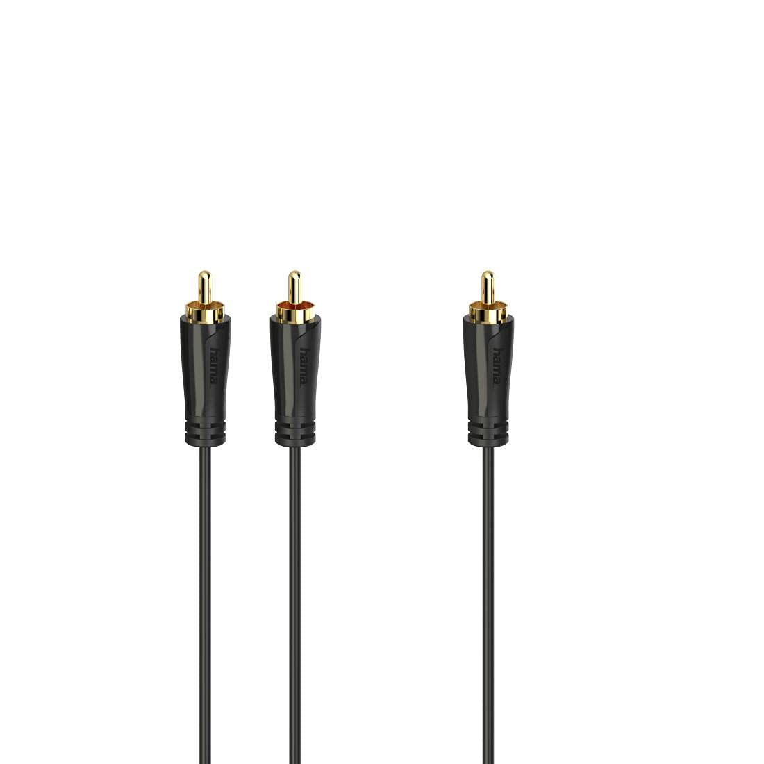 Hama Subwoofer Cable, RCA Plug - 2 RCA Plugs, gold-plated, 5.0m