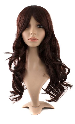 MapofBeauty Charming Synthetic Fiber Long Wavy Hair Wig Women's Party Full Wig (Dark Brown)