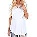 Womens Summer Tops V Neck Floral Shirts Casual Rolled Sleeve T Shirt Side Split Tunics White