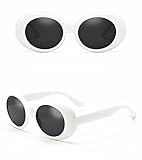 Oval Round Sunglasses | Clout Goggles Retro Kurt Cobain Glasses (White)