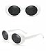 Small Kine Trendz - Clout Goggles White | Bold Retro Oval Mod Sunglasses | Thick Frame Round Lens Kurt Cobain Glasses | Instant Clout - Best Quality (White)