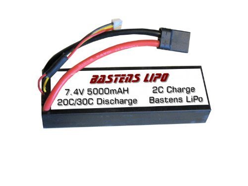 Bastens LiPo 7.4V 5000mAH hardcase upgrade battery for the Traxxas 2x4 4x4 VXL Raptor Stampede - Rustler - Bandit - Slash - Rally - XO-1 - 1/10 E-Revo Brushless - E-Maxx Brushless - a must upgrade or a high capacity alternative replacement - a factory fit! - Velinion VXL-3s ESC Brushless 3500 motor ready