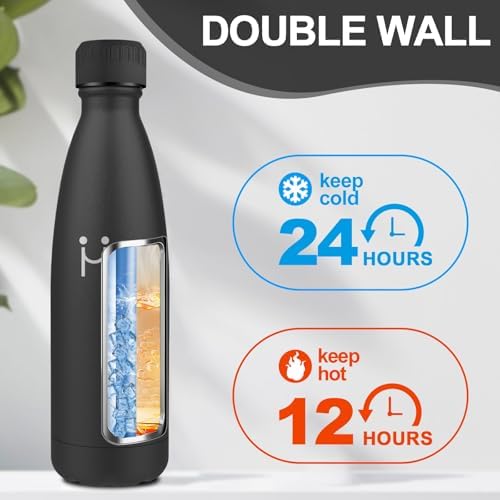 Botella Agua Acero Inoxidable 750ml, Termo Agua sin BPA, Botella Termo Reutilizable, Cantimplora Termica con Doble Pared, Botella Termica para Oficina, Escuela, Yoga, Deporte, Senderismo, Aire Libre