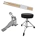 Mendini by Cecilio 13 inch 3-Piece Kids/Junior Drum Set with Throne, Cymbal, Pedal & Drumsticks, Metallic Black, MJDS-1-BK