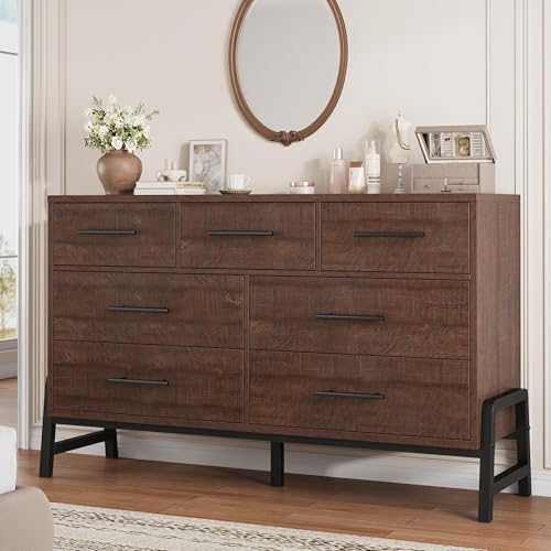 Garvee 7 Drawer Dresser, Freestanding 52 in Wide Drawer Dresser with Storage fo…