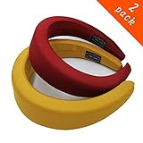 Epomay Women Thick Velvet Headbands - Wide Padded Hair Hoops Alice Bands Hair Accessories (2pack Classic Colors)