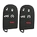 2Pcs Silicone Key Remote Fob Cover Jacket Case Skin for 2018 2019 2020 2021 Jeep Grand Cherokee Chrysler 300 Dodge Durango Charger Challenger Journey