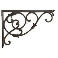 Import Wholesales Decorative Cast Iron Wall Shelf Bracket Ornate Vine Rust Brown 13.5" Deep