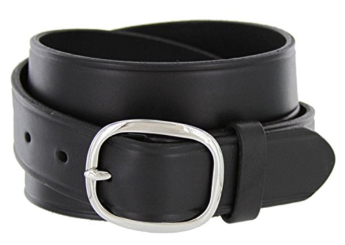 Full Leather Work Uniform Belt with Rounded Buckle 1 and 1/4 Wide (44