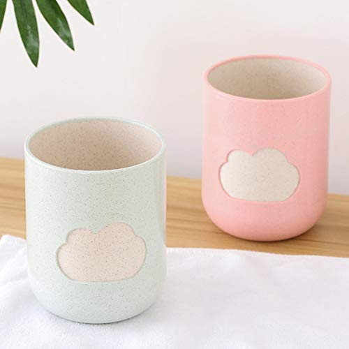 Finance Plan Big Promotion Lovely Cloud Wheat Straw Toothbrush Toothpaste Holder Couple Home Water Cup Green - Thumbnail 4