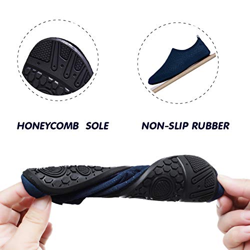 Boys Girls Water Shoes Lightweight Comfort Sole Easy Walking Athletic Slip on Aqua Sock Toddler Little Kid Big Kid Blue 2.5~3 Big Kid