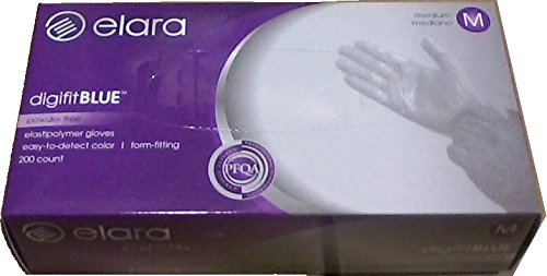 Elara Digifit FED203 Blue Latex-Free Elastipolymer Disposable Gloves, Blue, Large, 1000/cs