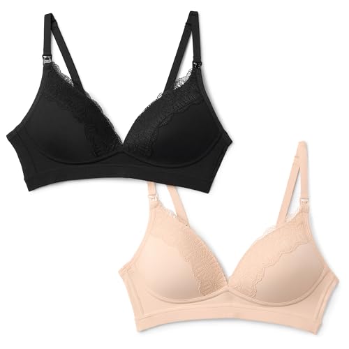 Amazon Essentials Women's Peached Microfiber with Lace Trim Clip Down Nursing B…