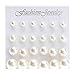 CHOP MALL® Shining Simulated Pearl Earrings Jewelry Set Multi Size Pearl Stud Pack Earings Packs for Women (Contain 12 Pairs) Monther's Day Valentine's Day