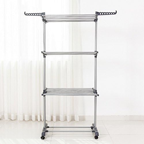 HYibiao Drying Racks New Clothes Hanger Dryer Laundry Indoor Field Plate Wing 4 Folding Dryer Frame Gray