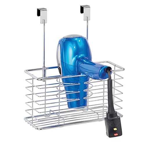 mDesign Steel Over Hair Dryer Holder Storage, Hair Styling