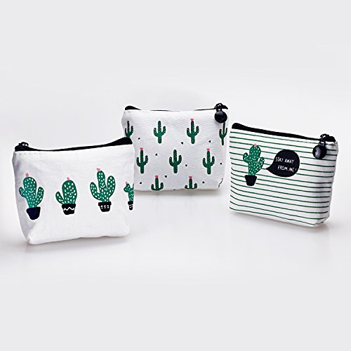 YOUSHARES 6 Packs Cactus Pencil Case Bundle – Cute Canvas Pencil Bag for Pencils & Pens or Small Makeup (6PCS(Green))