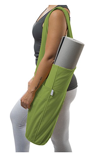 Yogiii Yoga Mat Bag | The Original YogiiiTote | Yoga Mat Tote Sling Carrier w/Large Side Pocket & Zipper Pocket | Fits Most Size Mats (Action Green)