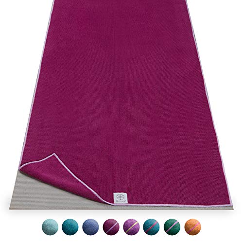Gaiam Microfiber Yoga Mat Towel, Mulberry