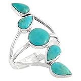 Turquoise Ring in Sterling Silver 925 & Genuine Turquoise Size 5 to 11