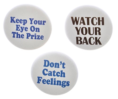 Set 3 Keep Your Eye On the Prize 1.25" Pinback Buttons Pins Watch Back Quotes