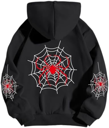 OATSBAS Hip Hop Spider Hoodies for Men Women Graphic Hoodies Goth
