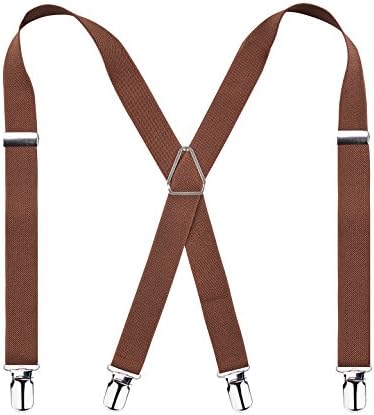 Solid Skinny Suspenders X Shape for Men with 4 Clips