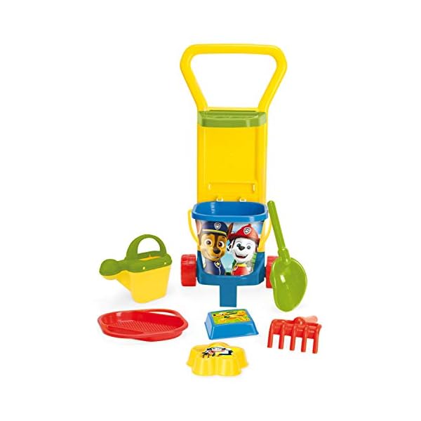 Wader 81170 - Sandspielzeug Paw Patrol mit Caddy, Eimer, Wasserkanne, Sieb, Schaufel, Rechen und 2 Sandformen, 8-teilig