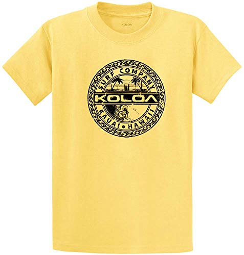 Koloa Surf Palms and Waves Heavyweight Tees-M-Yellow/b at Amazon