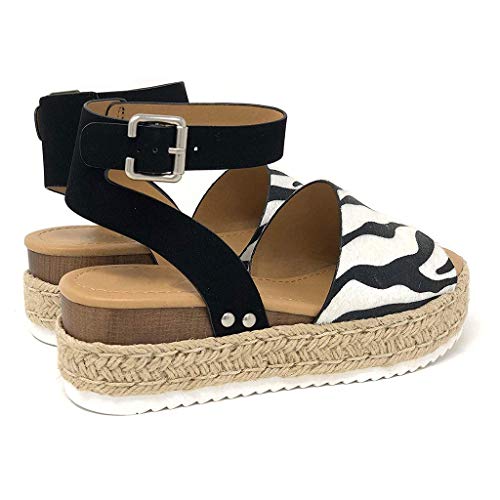 image for JJLIKER-Shoes JJLIKER Women Suede Chunky Platform Wedges Sandals Ankle