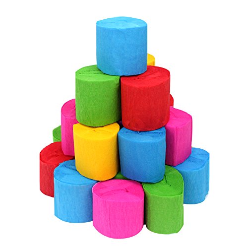 Coceca 36 Rolls Crepe Paper Streamers, 6 Colors, for Birthday Partyï¼Œ Class Partyï¼ŒFamily Gathering ï¼ŒGraduation Ceremony Decorations