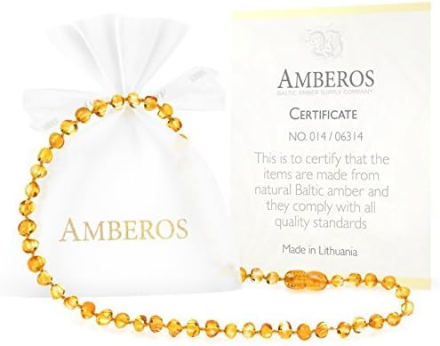 Amber Teething Necklace for Babies (Unisex) - Anti Flammatory, Drooling &amp; Teething Pain Reduce Properties