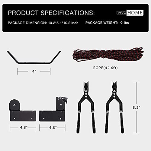 VIVOHOME Kayak Hoist Lift Pulley System for Overhead Garage Storage Canoe Bicycle Ceiling Hoist